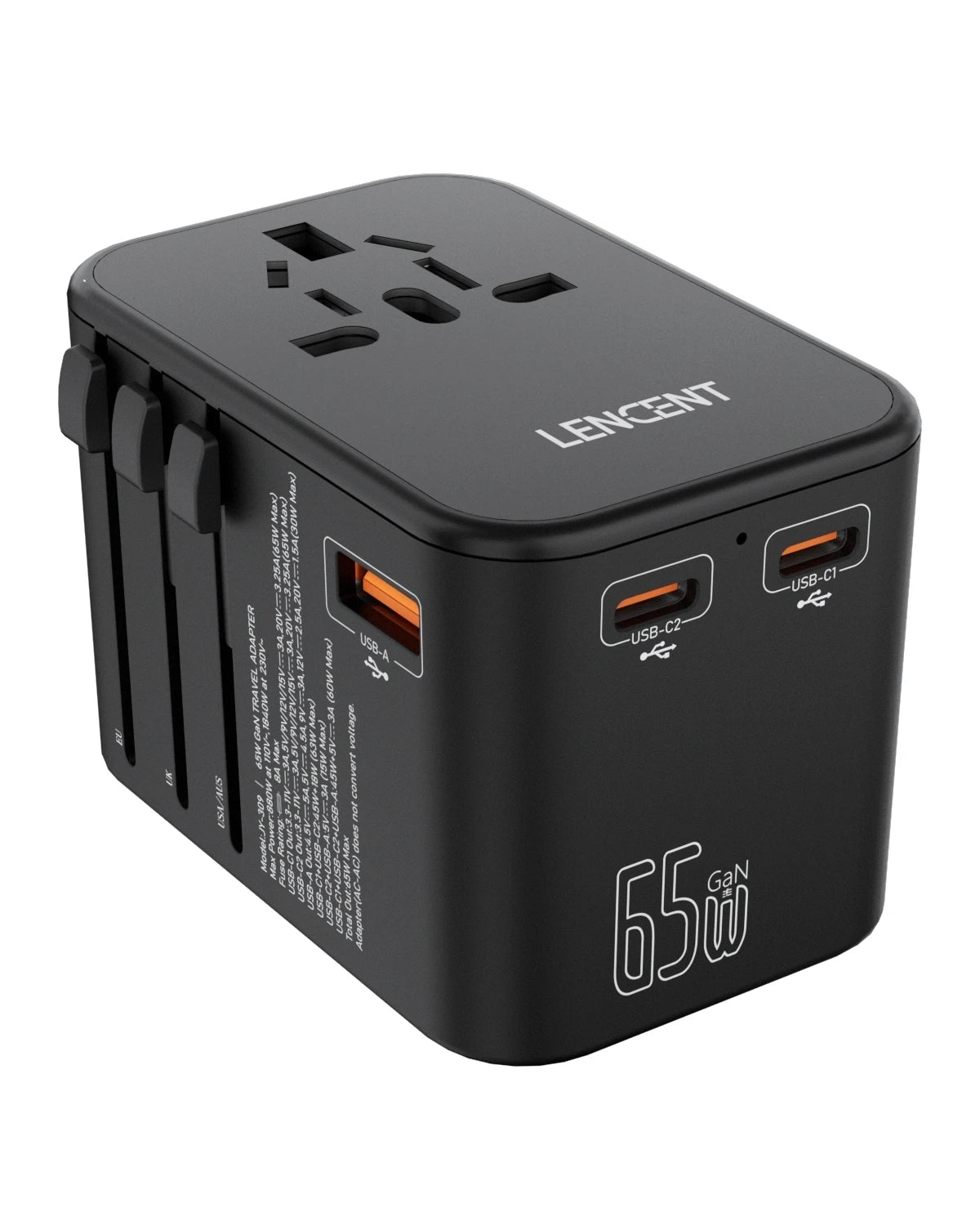 International Travel Adapter with 2USB 3 Type C