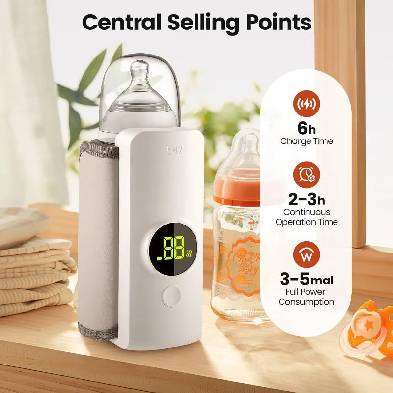 Baby Bottle Warmer Heater Portable Cordless USB 6000mAh