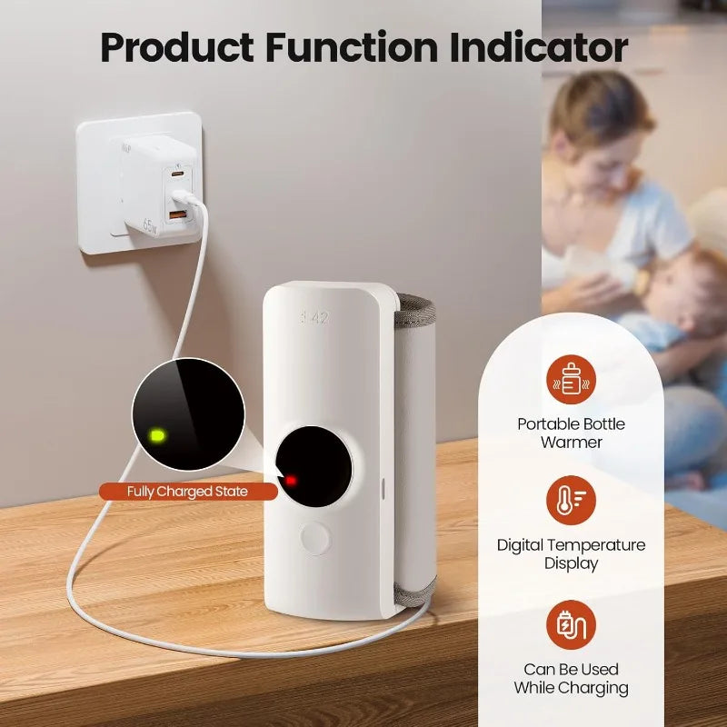 Baby Bottle Warmer Heater Portable Cordless USB 6000mAh